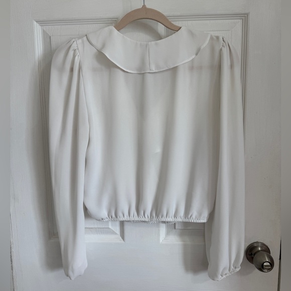 Dynamite Wrap Ruffle White Blouse - Picture 2 of 3
